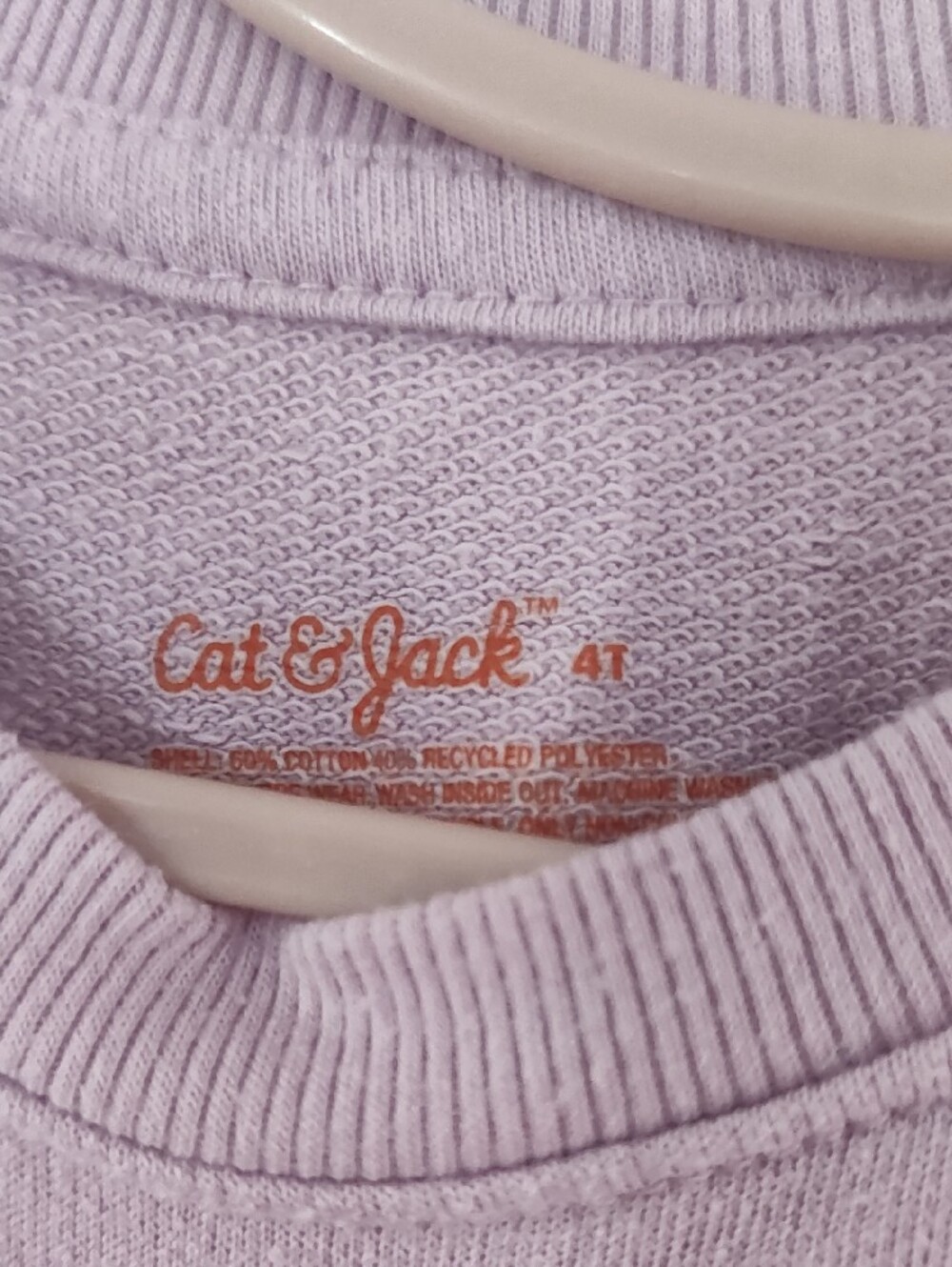 Cat & Jack Lilac Crewneck Sweatshirt with Orange Logo - Picture 2 of 3